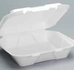 Genpak Large 1 Compt Hinged Container 9- 3/16''x9-9/16''x2-21/32'' White Foam to-go to go (case)